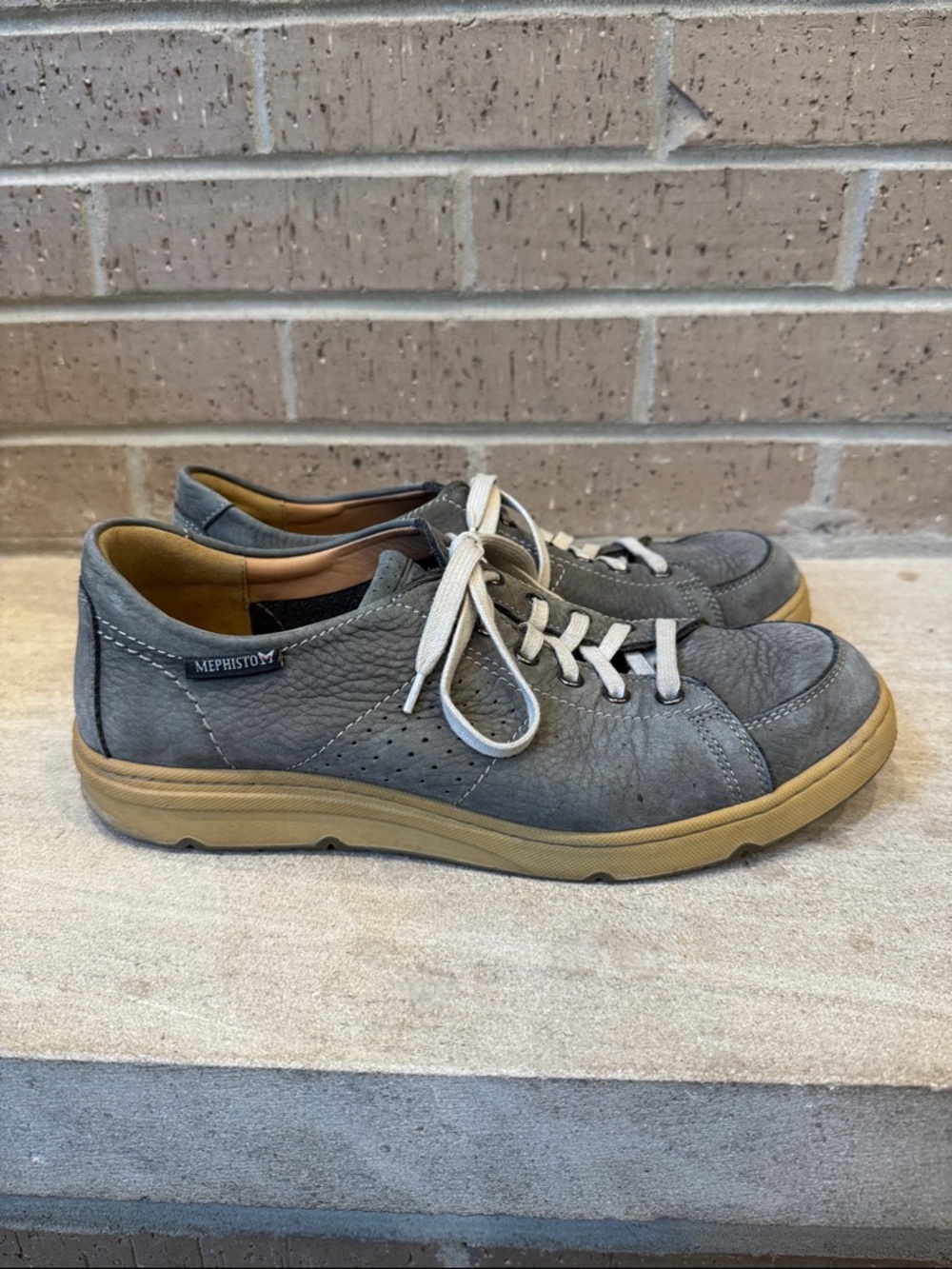 Mephisto mens 8 gray low top leather Jerome sneaker shoes EUC